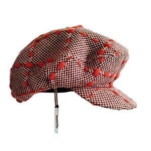 60s 70s Men’s Vintage Newsboy Hat Chenille Dot Tweed Size 7